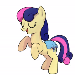 Size: 1863x1904 | Tagged: safe, artist:mandumustbasukanemen, bon bon, sweetie drops, earth pony, pony, g4, adorabon, clothes, cute, dancing, dress, eyes closed, female, happy, mare, open mouth, open smile, rearing, simple background, smiling, solo, white background
