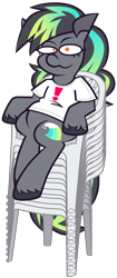 Size: 3120x7440 | Tagged: safe, artist:threetwotwo32232, oc, oc only, oc:cool time, pegasus, pony, chair, female, looking at you, mare, simple background, solo, transparent background