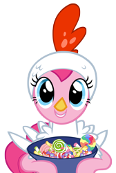 Size: 7006x10437 | Tagged: safe, artist:andoanimalia, pinkie pie, earth pony, pony, g4, luna eclipsed, animal costume, candy, chicken pie, chicken suit, clothes, costume, female, food, nightmare night costume, simple background, solo, transparent background, vector