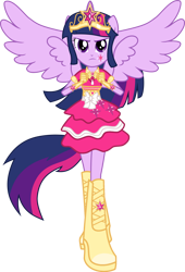 Size: 1280x1877 | Tagged: safe, artist:aledurano, twilight sparkle, alicorn, equestria girls, g4, boots, clothes, fall formal outfits, gloves, high heel boots, jewelry, ponied up, pony ears, shoes, simple background, solo, tiara, transparent background, twilight sparkle (alicorn), wings