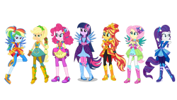 Size: 1280x720 | Tagged: safe, artist:lenaedickerson, applejack, fluttershy, pinkie pie, rainbow dash, rarity, sunset shimmer, twilight sparkle, equestria girls, g4, my little pony equestria girls: legend of everfree, boots, clothes, cowboy boots, crystal guardian, gloves, high heel boots, humane five, humane seven, humane six, ponied up, pony ears, shoes, simple background, transparent background, wings