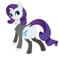 Size: 5704x5625 | Tagged: safe, artist:mfg637, rarity, pony, unicorn, absurd resolution, clothes, costume, digital art, jewelry, looking at you, looking back, looking back at you, simple background, solo, tights, transparent background, vector, wip