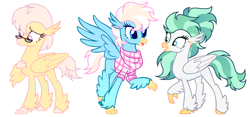 Size: 4630x2165 | Tagged: safe, artist:vi45, oc, oc only, classical hippogriff, hippogriff, clothes, female, glasses, shirt, show accurate, simple background, white background