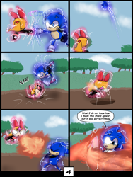 Size: 6000x8000 | Tagged: safe, artist:chedx, twilight sparkle, alicorn, hedgehog, pony, comic:learning with pibby glitch battles, g4, blossom (powerpuff girls), comic, commission, community related, fanfic, fanfic art, mlp related, multiverse, sonic the hedgehog, sonic the hedgehog (series), the powerpuff girls, twilight sparkle (alicorn)
