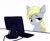 Size: 1605x1315 | Tagged: safe, artist:some_ponu, derpy hooves, pegasus, pony, g4, computer, female, keyboard, looking at you, mare, monitor, sad, simple background, solo, teary eyes, white background