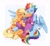 Size: 2048x1881 | Tagged: safe, artist:applesartt, applejack, little mac, rainbow dash, earth pony, pegasus, pony, g4, abstract background, alternate hairstyle, aunt and nephew, colt, cute, family, female, foal, freckles, hug, lesbian, male, mare, ship:appledash, shipping