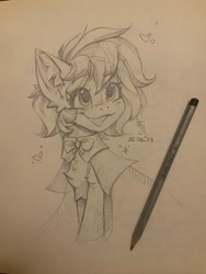 Size: 1080x1440 | Tagged: safe, artist:falafeljake, oc, oc only, oc:cuihua, earth pony, pony, chest fluff, cute, female, mare, sketch, smiling, solo, traditional art