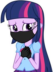 Size: 5114x6900 | Tagged: safe, artist:alandssparkle, artist:brokenadam, edit, twilight sparkle, human, equestria girls, g4, my little pony equestria girls: rainbow rocks, absurd resolution, beautiful, clothes, coronavirus, covid-19, cute, face mask, female, gloves, looking at you, mask, simple background, solo, transparent background, twilight sparkle (alicorn), vector