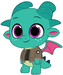 Size: 937x1108 | Tagged: safe, artist:edy_january, artist:prixy05, edit, vector edit, sparky sparkeroni, dragon, g5, my little pony: tell your tale, baby, baby dragon, clothes, girls und panzer, jacket, military, saunders, shirt, simple background, solo, transparent background, vector