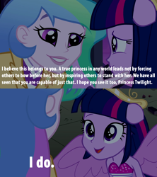 Size: 1000x1126 | Tagged: safe, edit, edited screencap, editor:incredibubbleirishguy, screencap, princess celestia, principal celestia, twilight sparkle, alicorn, equestria girls, g4, my little pony equestria girls, element of magic, quote, text, twilight sparkle (alicorn)