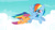 Size: 1198x667 | Tagged: safe, artist:darkmoonanimation, rainbow dash, scootaloo, pegasus, pony, g4, cloud, duo, duo female, female, filly, flying, foal, mare, scootaloo can fly, scootalove, siblings, sisters, sky