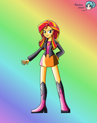 Size: 2649x3377 | Tagged: safe, artist:darkengales, sunset shimmer, equestria girls, g4, 2014, gradient background, high res, old art, rainbow background, solo