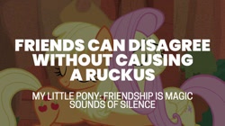 Size: 828x465 | Tagged: safe, edit, edited screencap, editor:quoterific, screencap, applejack, fluttershy, g4, sounds of silence
