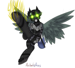 Size: 1609x1448 | Tagged: safe, artist:ashel_aras, pegasus, pony, armor, background removed, cloaker, clothes, flag, headphones, hit, lightning, male, military uniform, payday, payday 2, ponified, rule 85, simple background, solo, transparent background, uniform