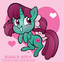 Size: 589x566 | Tagged: safe, artist:marybellamy, pony, unicorn, bubblebrew, chibi, heart, lightly watermarked, renegade game studios, renegadesix, solo, watermark