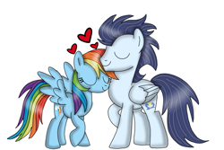 Size: 1081x720 | Tagged: safe, artist:dasher666, rainbow dash, soarin', pegasus, pony, g4, female, male, mare, ship:soarindash, shipping, stallion, straight