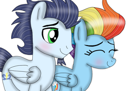 Size: 1002x720 | Tagged: safe, artist:dasher666, rainbow dash, soarin', pegasus, pony, g4, the last problem, female, male, mare, older, older rainbow dash, older soarin', older soarindash, ship:soarindash, shipping, simple background, stallion, straight, white background