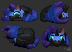 Size: 1468x1061 | Tagged: safe, artist:sunny way, nightmare moon, alicorn, pony, g4, art, artwork, bun, buns, chibi, cute, digital art, female, mare, smiling, solo, zbrush