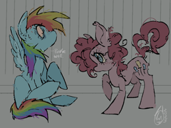 Size: 1024x768 | Tagged: safe, artist:trashvin, pinkie pie, rainbow dash, pony, g4, female