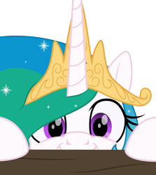 Size: 1079x1210 | Tagged: safe, artist:grypher, princess celestia, alicorn, pony, g4, cute, cutelestia, female, flowing mane, hooves on the table, horn, looking at you, mare, simple background, smiling, smiling at you, solo, sparkly mane, transparent background