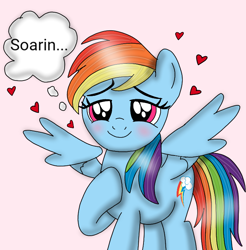 Size: 720x733 | Tagged: safe, artist:dasher666, rainbow dash, pegasus, pony, g4, blushing, female, implied shipping, implied soarin', implied soarindash, implied straight, in love, mare