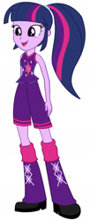 Size: 734x1799 | Tagged: safe, artist:mike437, twilight sparkle, equestria girls, g4, alternate hairstyle, clothes, ponytail, shirt, shoes, shorts, simple background, solo, sports outfit, white background
