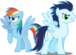 Size: 2500x1818 | Tagged: safe, anonymous artist, rainbow dash, soarin', pegasus, pony, g4, determined, female, male, mare, ship:soarindash, shipping, simple background, stallion, straight, transparent background