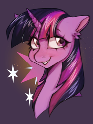 Size: 3000x4000 | Tagged: safe, artist:tendocake, twilight sparkle, pony, unicorn, g4, ear fluff, female, horn, looking at you, mare, simple background, smiling, smiling at you, solo