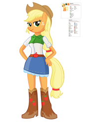Size: 3336x4352 | Tagged: safe, artist:jthornton31, applejack, earth pony, pony, anthro, g4, belt, boots, clothes, cowboy boots, cowboy hat, cowgirl, cute, denim, denim skirt, equestria girls outfit, hat, high heel boots, jackabetes, shirt, shoes, simple background, skirt, solo, stetson, white background