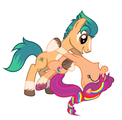 Size: 1772x1736 | Tagged: safe, artist:arkogon, hitch trailblazer, sunny starscout, earth pony, pony, g4, g5, dancing, duo, duo male and female, female, g5 to g4, generation leap, male, mane stripe sunny, mare, shipping, simple background, stallion, straight, sunnyhitch, transparent background