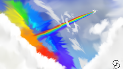 Size: 1920x1080 | Tagged: safe, artist:countderpy, cloud, mach cone, rainbow, sonic rainboom, wallpaper