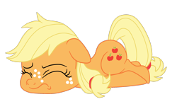 Size: 1800x1056 | Tagged: safe, artist:gmaplay, applejack, the great seedling, earth pony, pony, g4, applejack day, cute, eyes closed, female, jackabetes, lying down, prone, simple background, solo, teenager, transparent background, younger