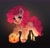 Size: 2048x1972 | Tagged: safe, artist:tyutya, pinkie pie, earth pony, pony, g4, candle, clothes, clown, clown makeup, clown nose, costume, eyebrows, fangs, female, halloween, halloween costume, high res, holiday, it, jack-o-lantern, looking at you, mare, open mouth, pennywise, pumpkin, red nose, signature, solo, sparkles