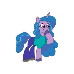 Size: 2100x2100 | Tagged: safe, artist:chanyhuman, izzy moonbow, pony, unicorn, g5, my little pony: tell your tale, clothes, cosplay, costume, high res, minecraft, simple background, solo, steve, steve (minecraft), transparent background, vector