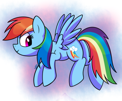 Size: 1200x1000 | Tagged: safe, artist:vale-bandicoot96, rainbow dash, pegasus, pony, g4, butt, female, flying, mare, plot, profile, signature, solo, spread wings, wings