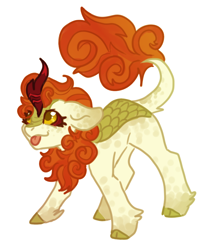 Size: 842x970 | Tagged: safe, artist:rosenapppiing, autumn blaze, kirin, g4, :p, cloven hooves, leonine tail, simple background, smiling, solo, tail, tongue out, white background