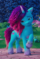 Size: 181x264 | Tagged: safe, screencap, misty brightdawn, pony, unicorn, father of the bridlewood, g5, my little pony: make your mark, my little pony: make your mark chapter 5, spoiler:g5, spoiler:my little pony: make your mark, spoiler:my little pony: make your mark chapter 5, spoiler:mymc05e04, animated, cropped, female, gif, mare, rebirth misty, solo