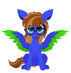 Size: 1451x1500 | Tagged: safe, artist:belka-sempai, oc, oc:bluebook, oc:harmonic melody, pegasus, pony, animated, blue eyes, colored wings, cute, female, freckles, gif, glasses, headband, live2d, mare, mickey mouse ears, pegasus oc, plushie, simple background, two toned mane, two toned wings, vtuber, white background, wings, wip