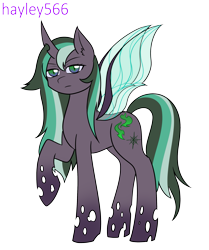 Size: 2001x2397 | Tagged: safe, artist:hayley566, queen chrysalis, starlight glimmer, oc, oc only, oc:silken shine, changepony, hybrid, g4, female, fusion, fusion:queen chrysalis, fusion:starlight glimmer, high res, mare, multicolored hair, raised hoof, simple background, solo, transparent background