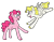 Size: 1400x1100 | Tagged: safe, artist:fuckomcfuck, derpibooru exclusive, pinkie pie, surprise, earth pony, pegasus, pony, mlp fim's thirteenth anniversary, g1, g4, adoraprise, adult, adult blank flank, blank flank, cute, diapinkes, duo, female, g1 to g4, generation leap, generational ponidox, looking at each other, looking at someone, mare, missing cutie mark, open mouth, open smile, simple background, smiling, transparent background, unshorn fetlocks