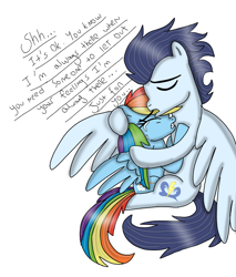 Size: 720x844 | Tagged: safe, artist:dasher666, artist:rapidskies, edit, rainbow dash, soarin', pegasus, pony, g4, comforting, crying, female, male, mare, ship:soarindash, shipping, simple background, stallion, straight, white background