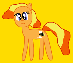 Size: 1013x877 | Tagged: safe, artist:the-rainbow-nigga420, bumblesweet, earth pony, pony, g4, 1000 hours in ms paint, bumbledorable, cute, female, mare, ms paint, paint.net, simple background, smiling, solo, yellow background