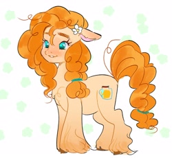 Size: 2893x2667 | Tagged: safe, artist:xxk1ttyl1tterxx, pear butter, earth pony, pony, g4, female, high res, mare, patterned background, solo, unshorn fetlocks