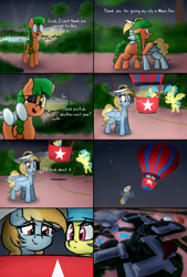 Size: 3778x5590 | Tagged: safe, artist:seafooddinner, oc, oc only, oc:fair flyer, oc:filly anon, oc:matinee, oc:morning mimosa, oc:soiree, earth pony, pegasus, pony, mare fair, balloon, comic, crying, female, filly, foal, hot air balloon, imported from twibooru, mare, mare fair 2023, png, ponerpics import, snowpity inc., tears of joy