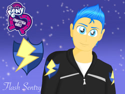 Size: 1032x774 | Tagged: safe, artist:princesscartoon2000, flash sentry, equestria girls, g4, blue background, simple background, solo