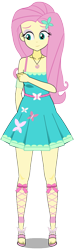 Size: 384x1261 | Tagged: safe, artist:edy_january, artist:mymans76, fluttershy, human, equestria girls, g4, my little pony equestria girls: better together, butterfly hairpin, clothes, dress, female, fluttershy boho dress, geode of fauna, humanized, kisekae, magical geodes, simple background, solo, transparent background, vector