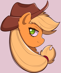 Size: 2410x2878 | Tagged: safe, artist:artmorheart, applejack, earth pony, pony, g4, applejack's hat, blonde hair, chest fluff, cowboy hat, ear fluff, female, green eyes, hairband, hat, high res, looking at you, simple background, smiling, smiling at you, solo