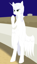 Size: 3383x5800 | Tagged: artist needed, source needed, safe, oc, oc:κασσάνδρα, alicorn, semi-anthro, alicorn oc, arm hooves, belly, belly button, bipedal, horn, solo, wings
