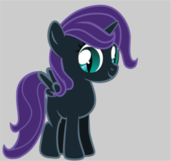 Size: 823x772 | Tagged: safe, artist:br-david, oc, oc:nyx, alicorn, pony, alicorn oc, animation in the source, female, filly, filly oc, foal, gray background, horn, preview, simple background, slit pupils, solo, white sclera, wings