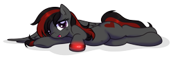 Size: 4341x1448 | Tagged: safe, artist:arshe12, oc, oc only, oc:se solar eclipse, pegasus, pony, bedroom eyes, belly, belly button, looking at you, lying down, open mouth, pegasus oc, pony oc, simple background, smiling, smiling at you, solo, spread wings, transparent background, watch, wings, wristwatch